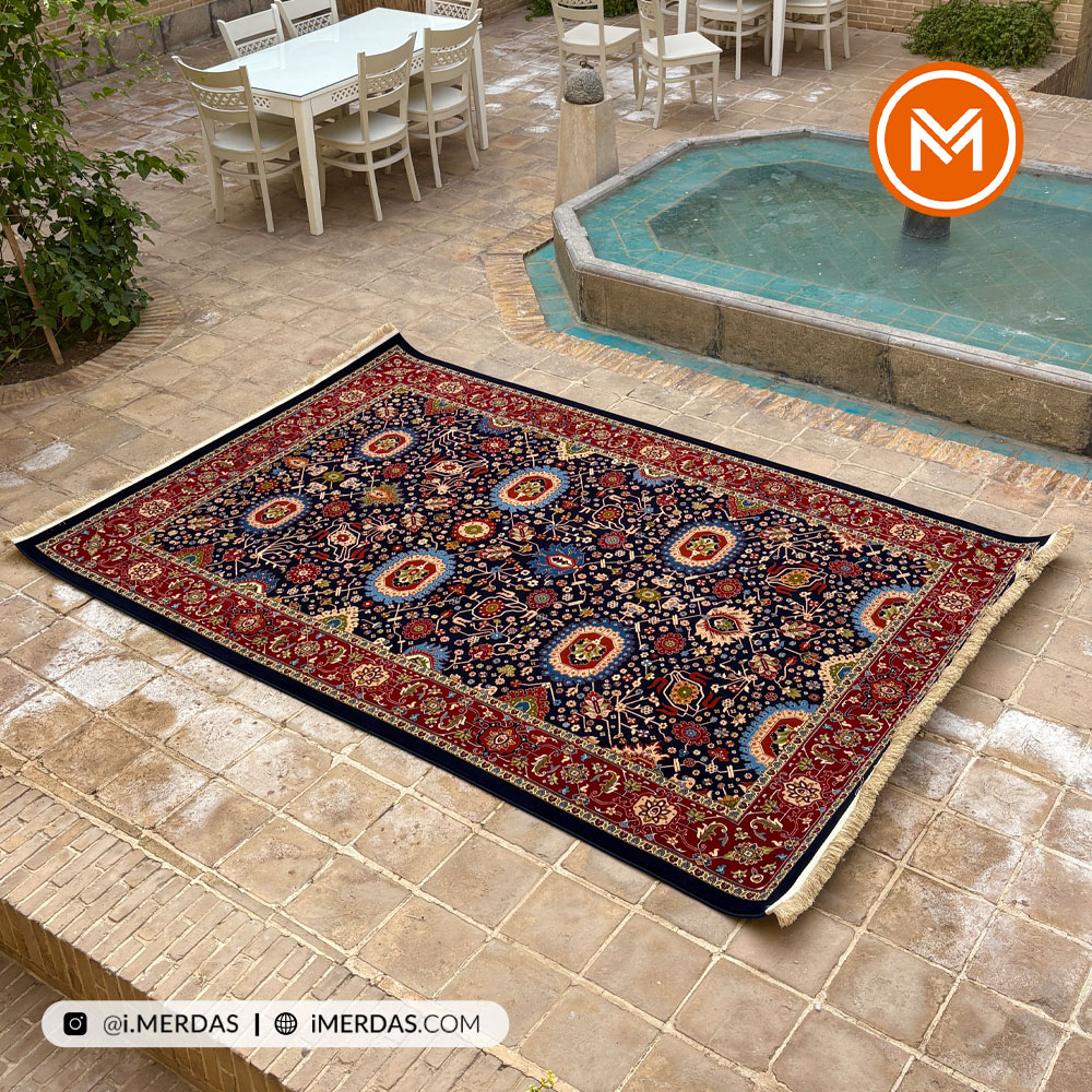 فرش گبه صبا قشقایی زمینه سرمه ای